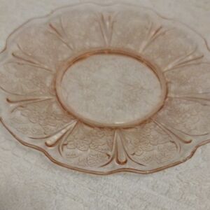 Vintage-Inspired Pink Glass Dinner Plate